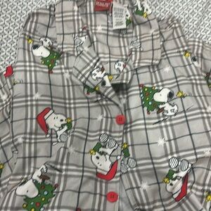 Snoopy flannel pajama top only large